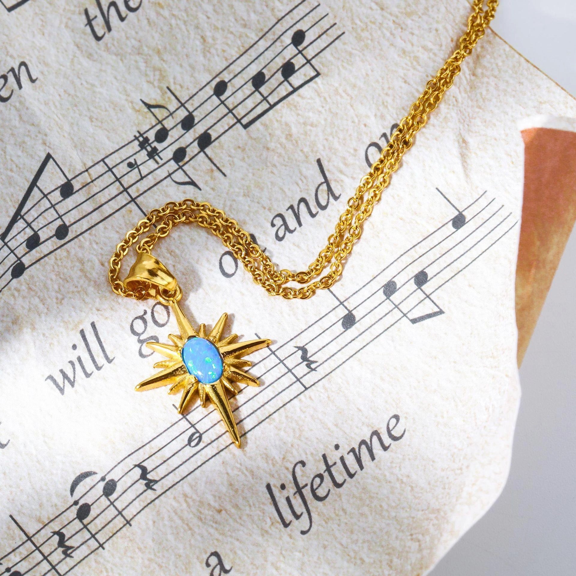 Star Pendant Natural Stone Necklace [I6K9IRIK]