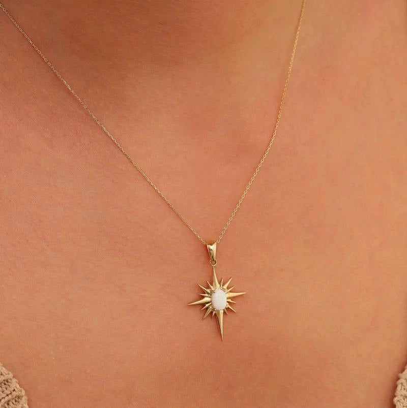 Star Pendant Natural Stone Necklace [E88OTCSG]