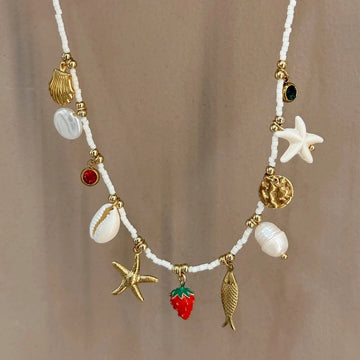 Starfish and Shell Pendant Necklace [IIAB91JQ]