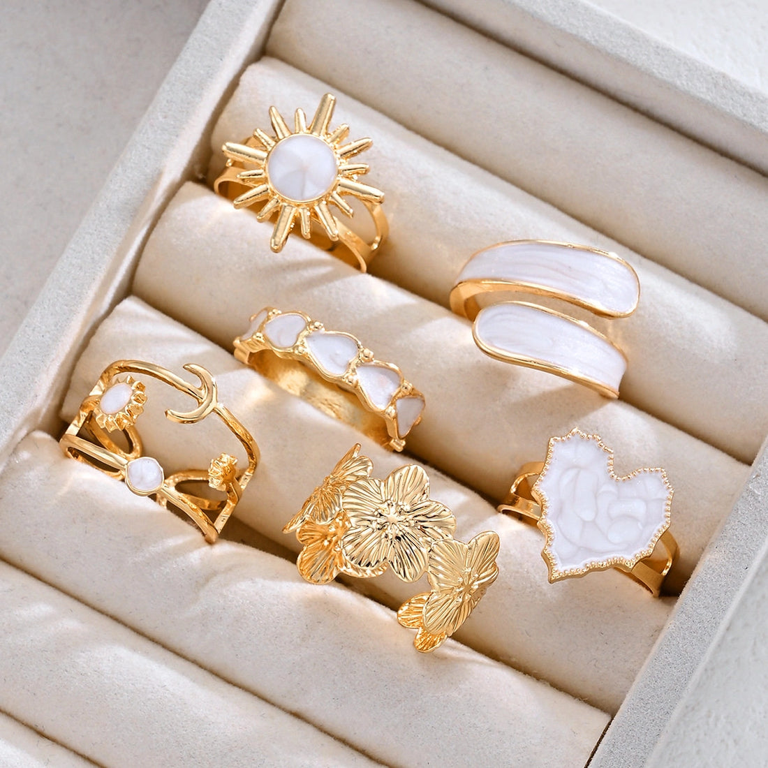 Sun and Heart Open Ring Set [VKBG6DOY]