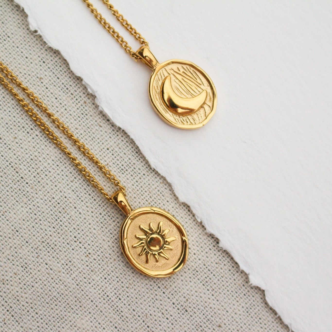Sun and Moon Layered Pendant Necklace [L8ICCV5Q]