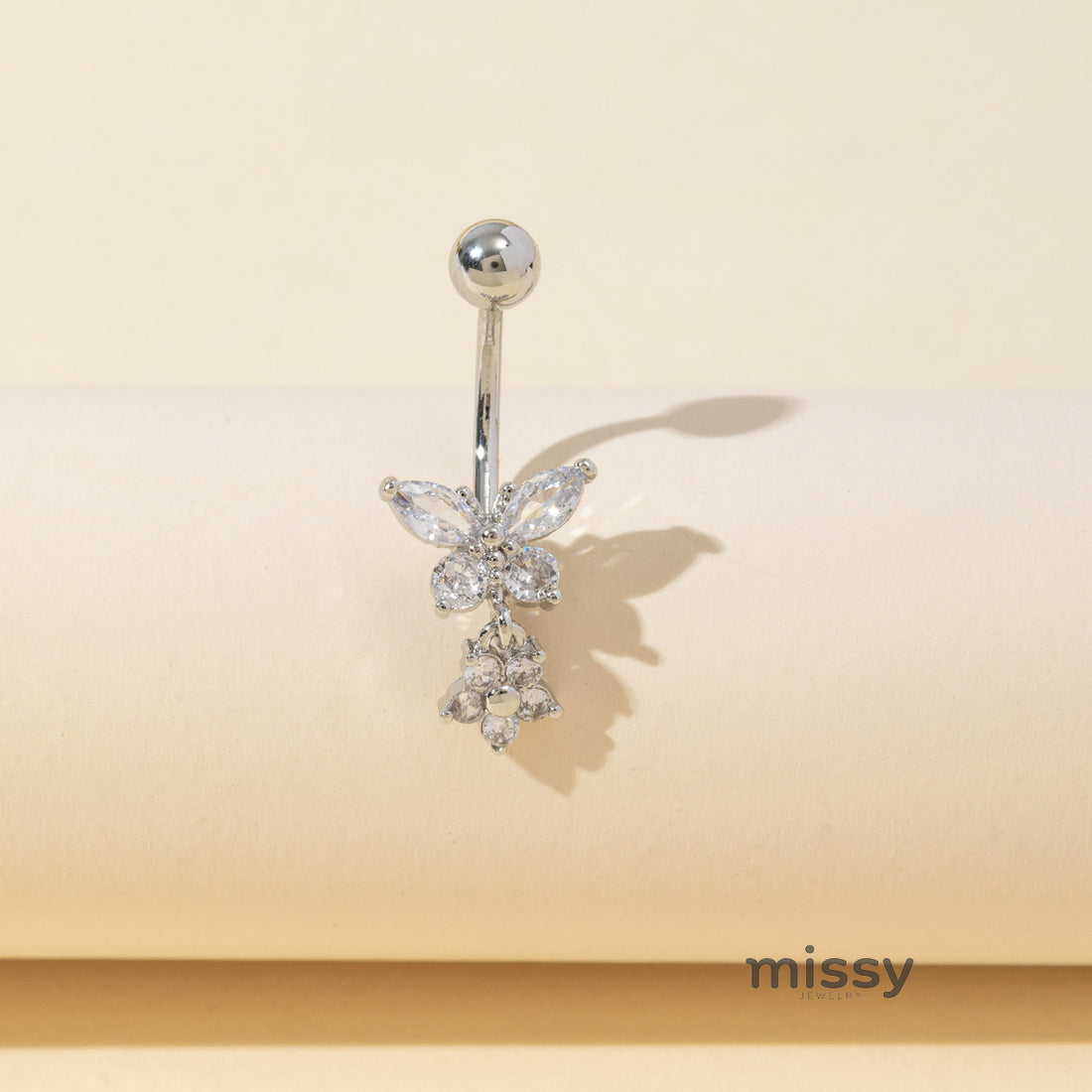 Sunshine Butterfly Zircon Navel Ring [8QR3UCWF]