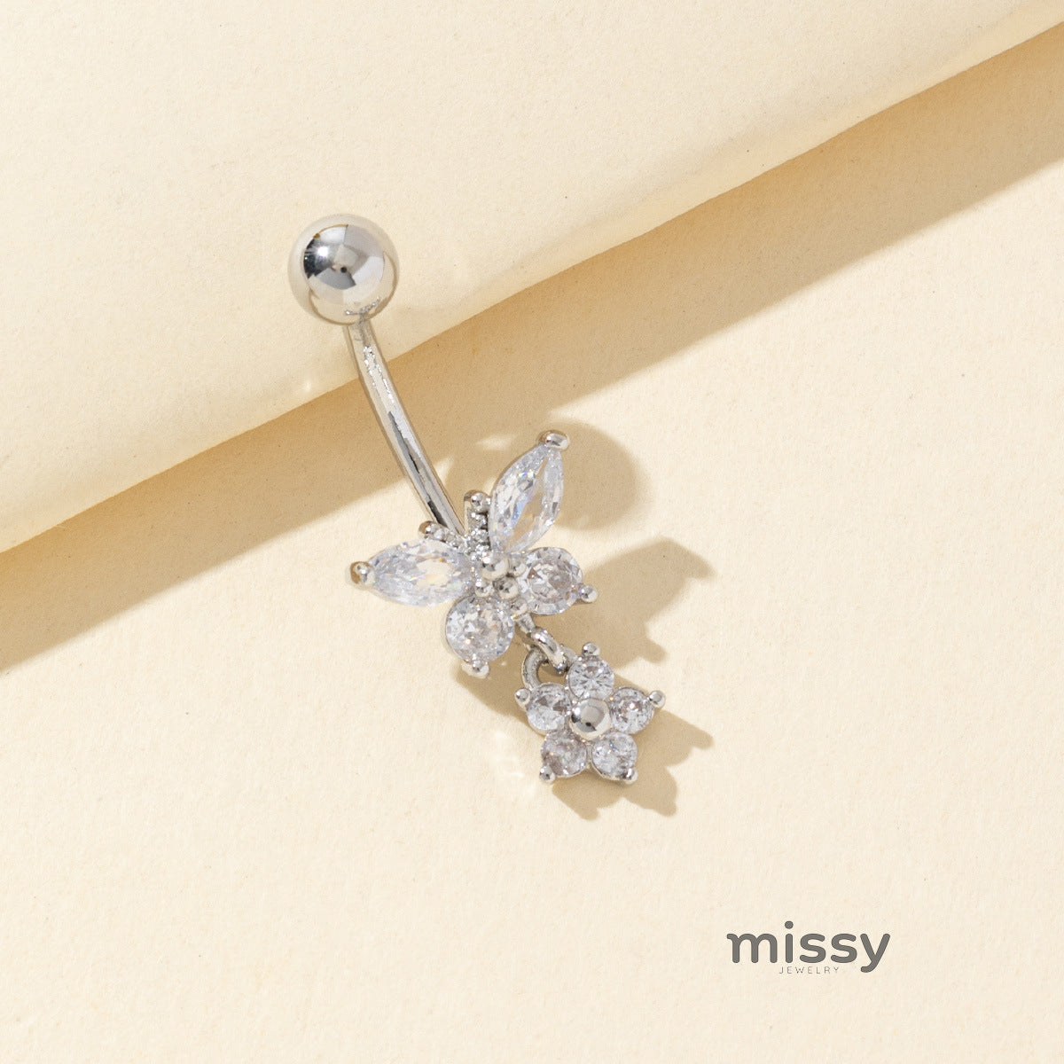 Sunshine Butterfly Zircon Navel Ring [URI1VD0F]