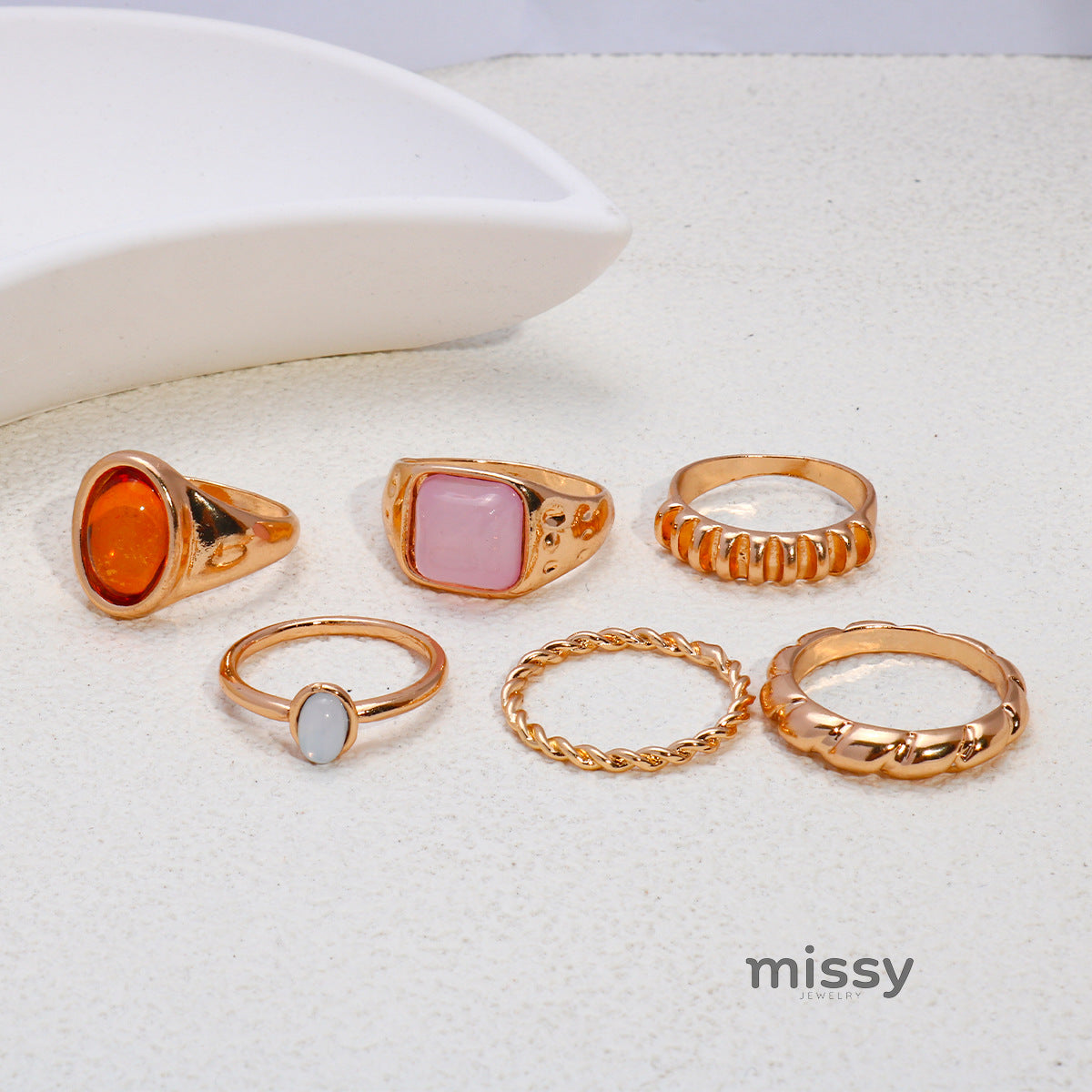 Symphony Gold Stacking Ring Set [I70NRZPK]