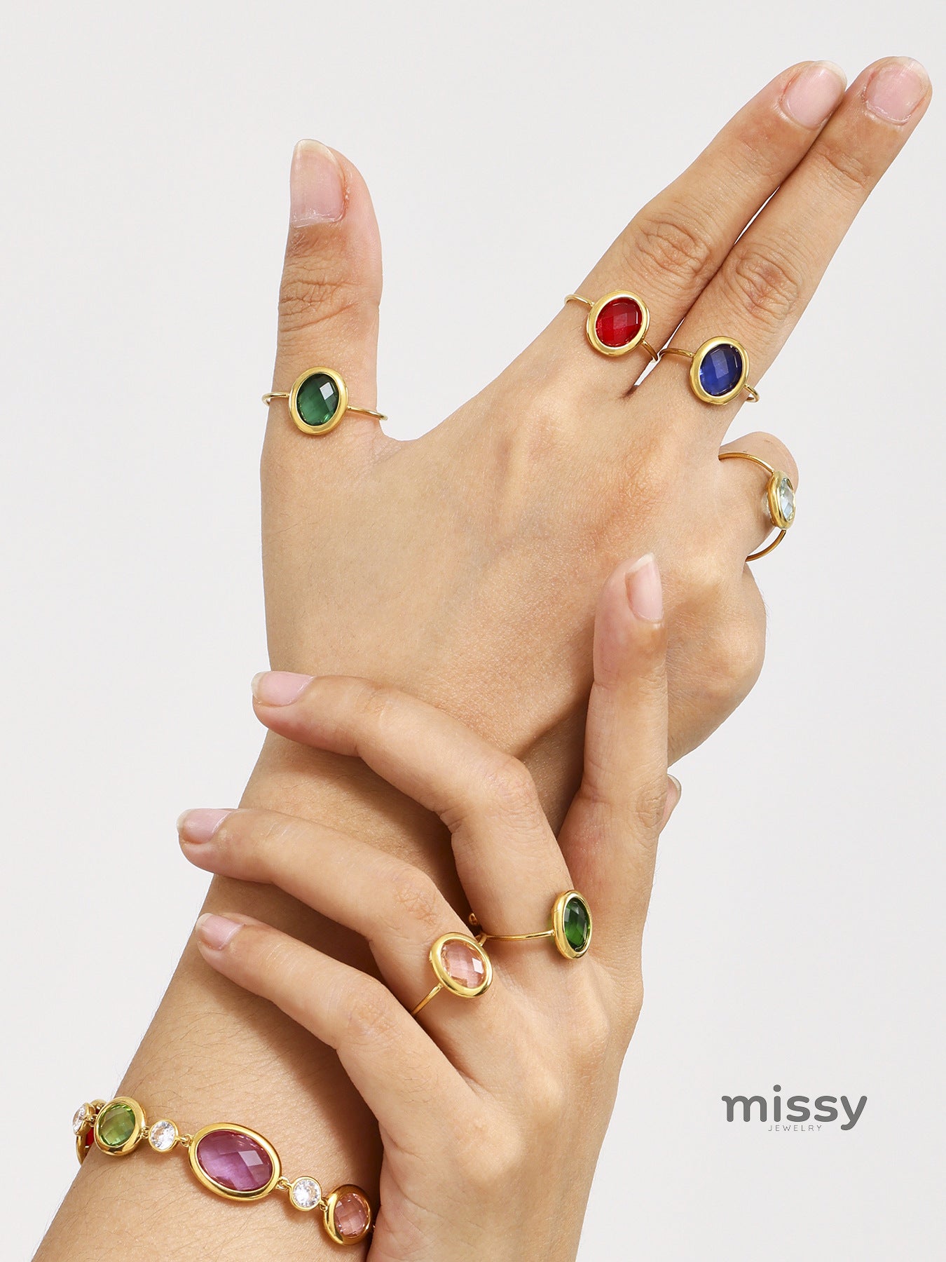 Tamiyah Inlaid Oval Gemstone Ring [B4SMPHUQ]