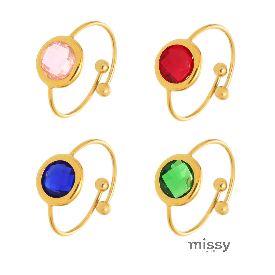 Tamiyah Inlaid Oval Gemstone Ring [22XVFJ44]