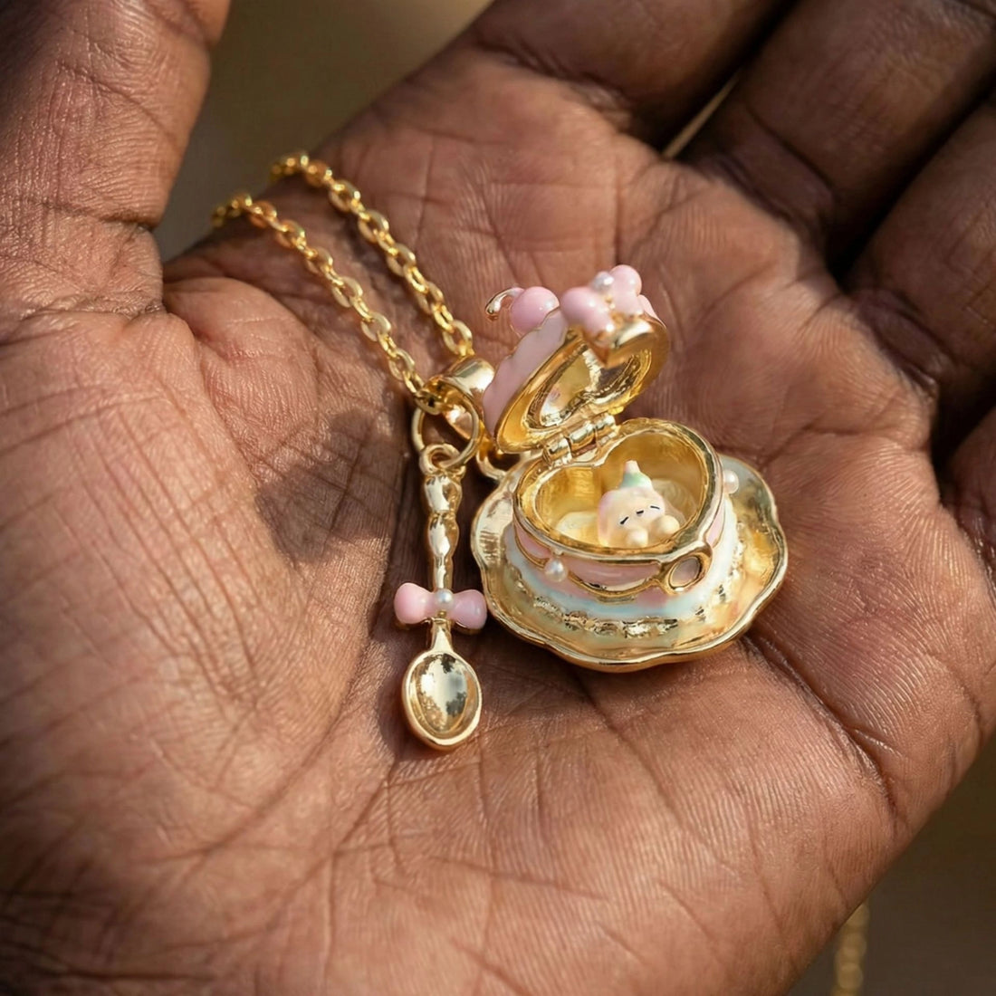 Teacup Locket Pendant Necklace [P0C281G5]