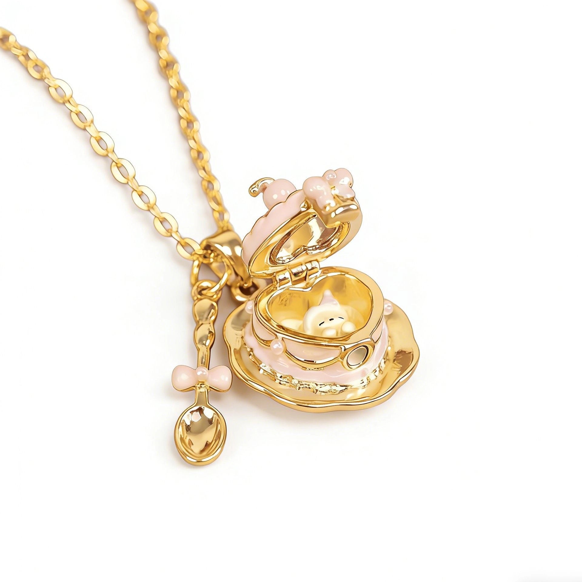 Teacup Locket Pendant Necklace [G9C3YK4Z]