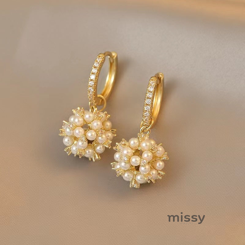 Tehilla Pearl Zircon Drop Earrings [91V11GT1]
