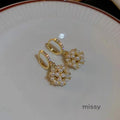 Tehilla Pearl Zircon Drop Earrings [H6BAT091]