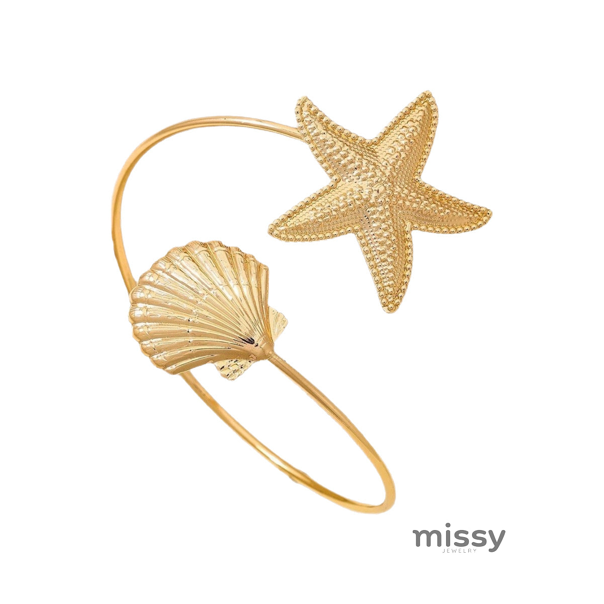 Teigan Starfish Shell Arm Cuff [ALXDBXLK]