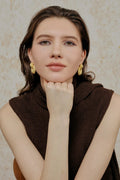 Textured Gold Lava Pendant Earrings [1D01W6OD]