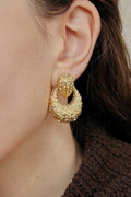 Textured Gold Lava Pendant Earrings [PD198EI3]