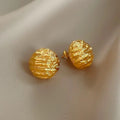 Textured Gold Stud Earrings [LF6PV3K9]