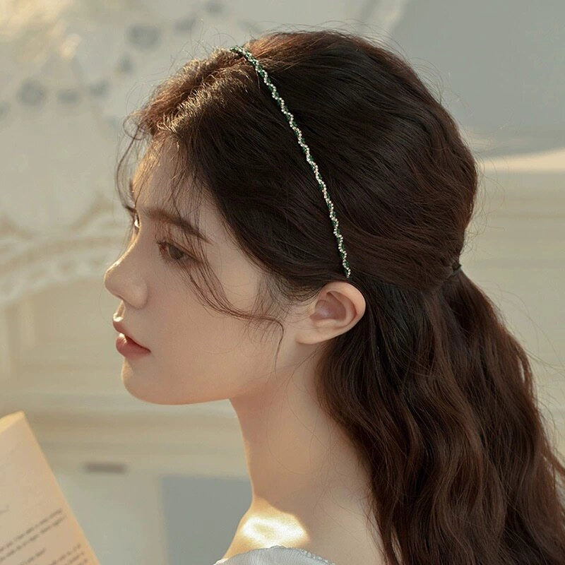Thin Green Crystal Headband [GA8ASVKG]