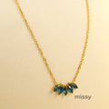 Tommie Zircon Petal Leaf Necklace [5AD3QE36]