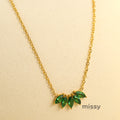 Tommie Zircon Petal Leaf Necklace [HYMFD2WV]