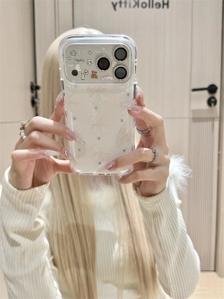 Transparent Leopard Print Bow iPhone Case [V08SQZX5]