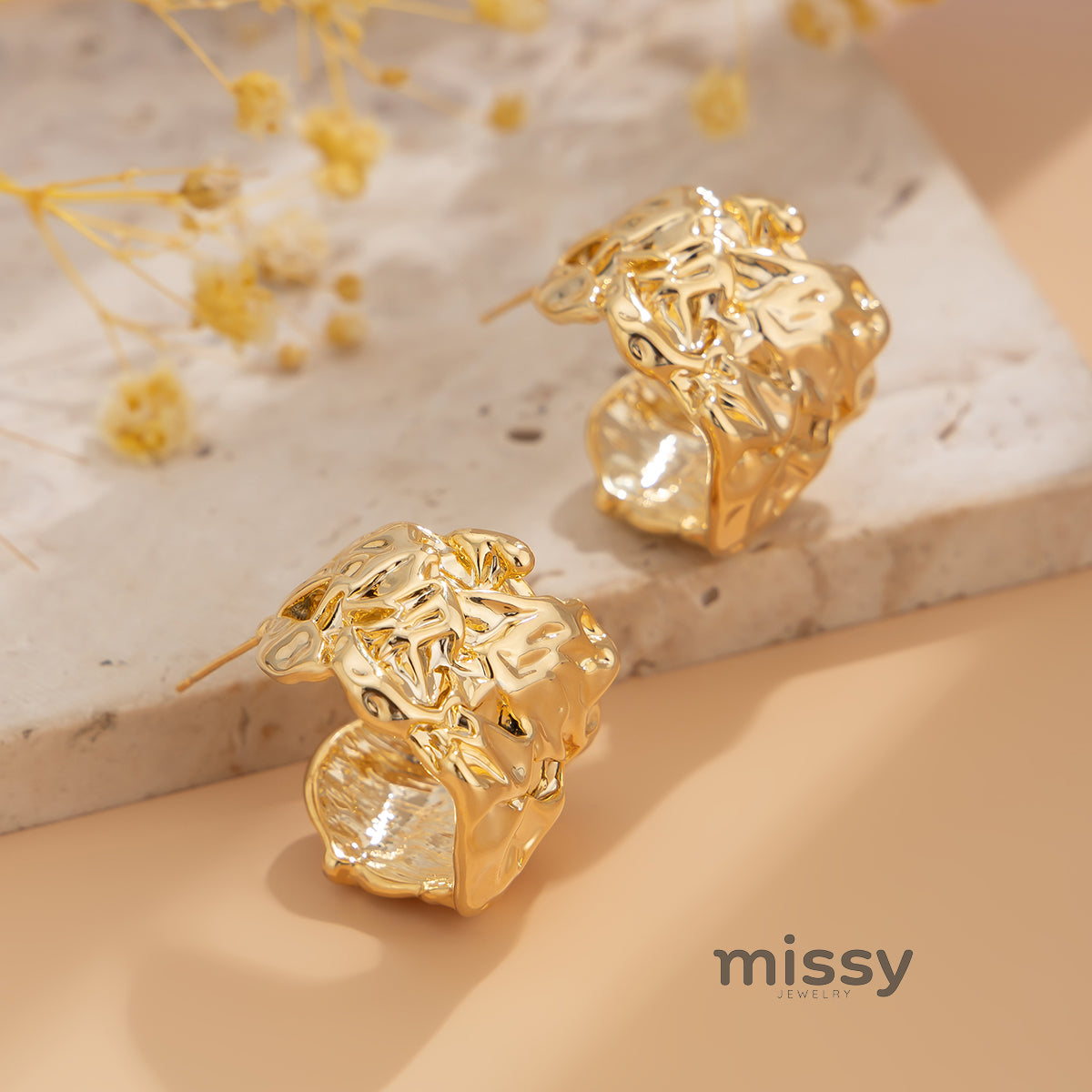 Vaani Pleated C-Hoop Earrings