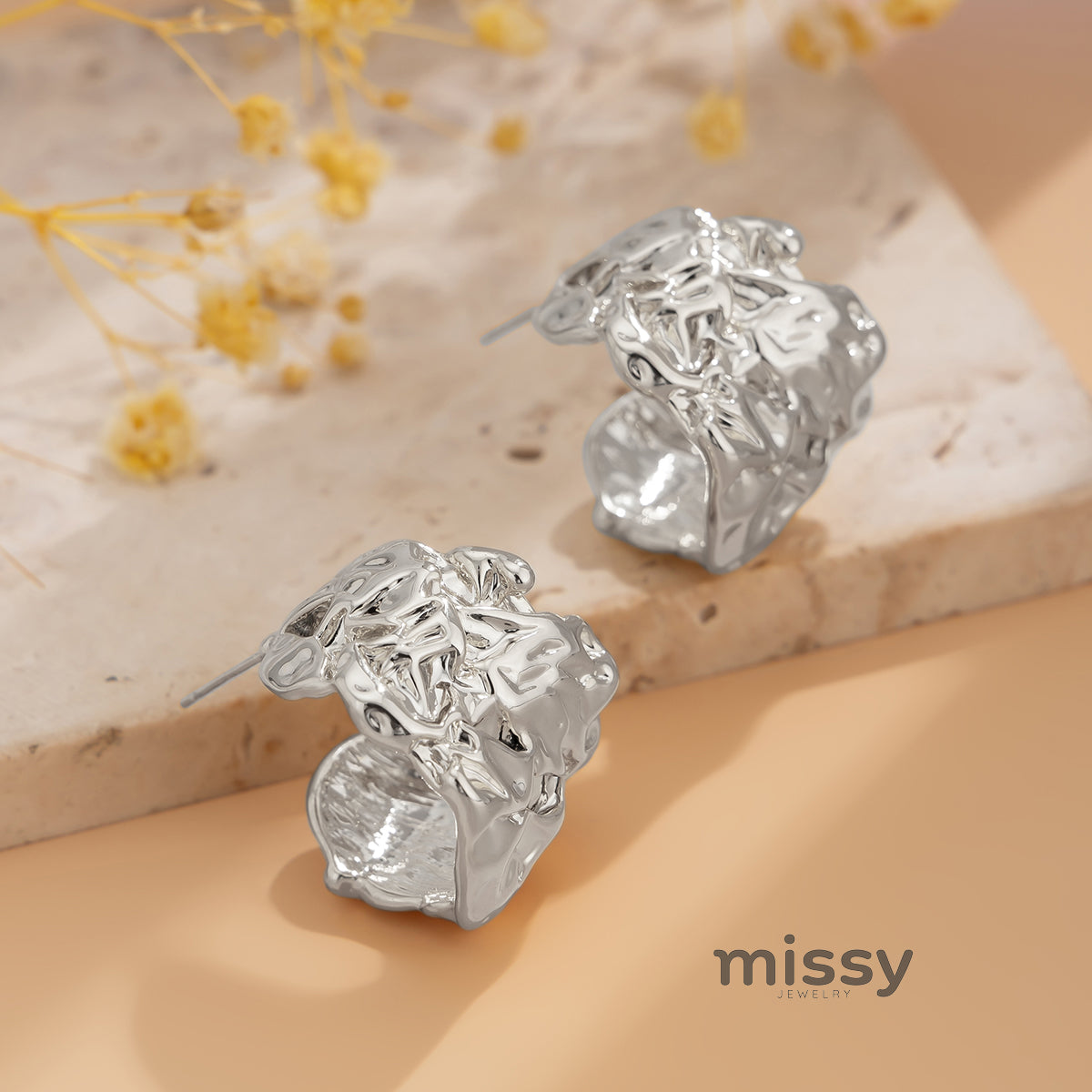 Vaani Pleated C-Hoop Earrings