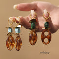 Valentine Geometric Stone Drop Earrings [8MUT52HN]