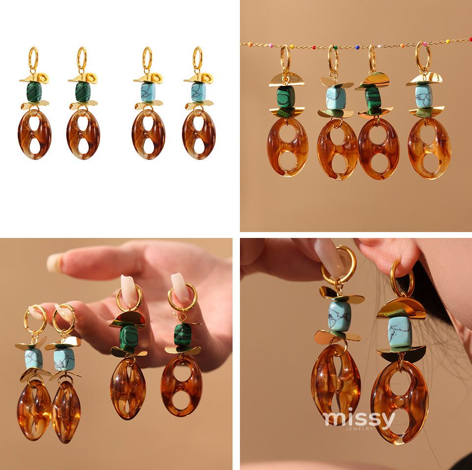 Valentine Geometric Stone Drop Earrings [NG2LB9CV]