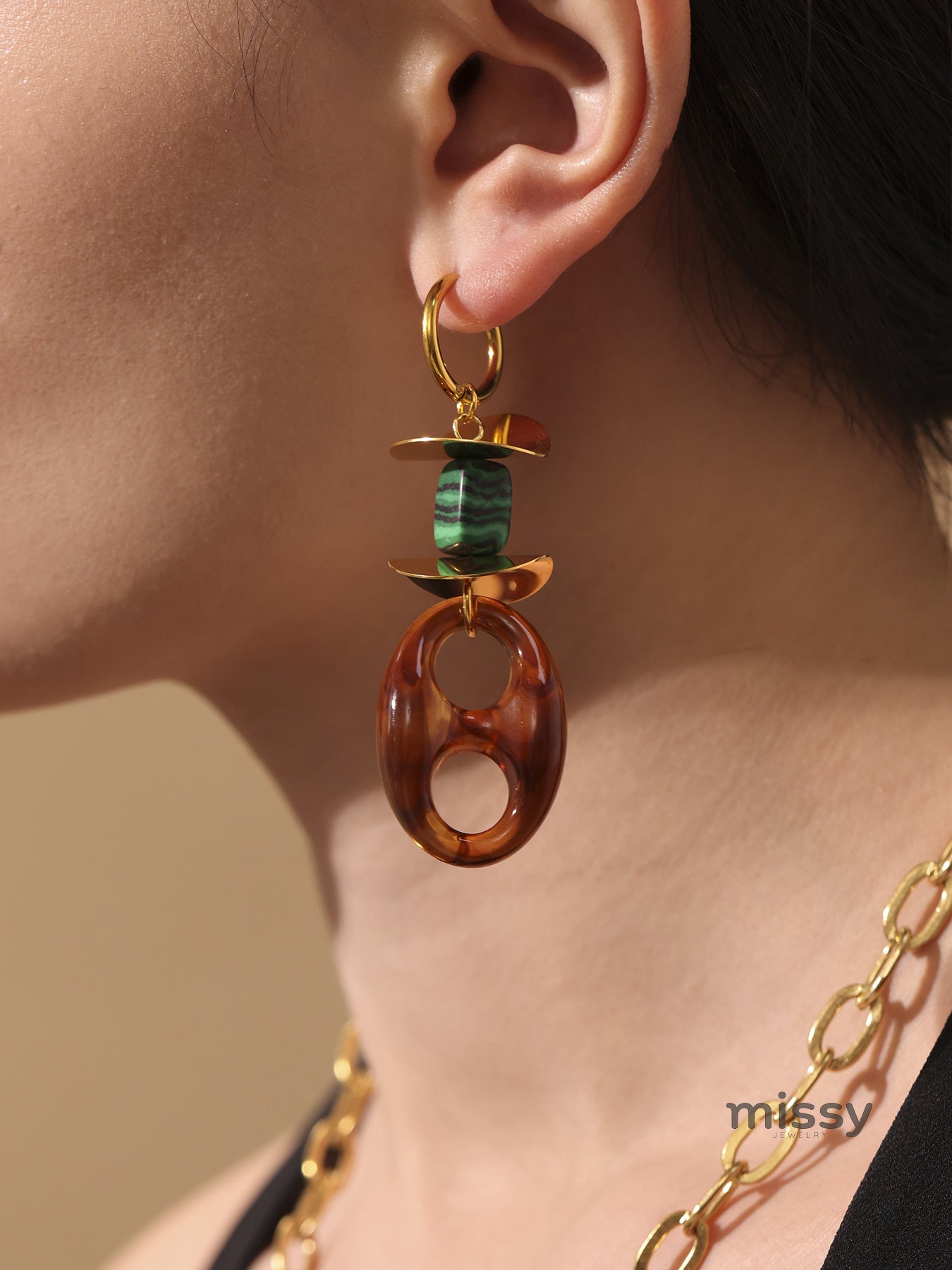 Valentine Geometric Stone Drop Earrings [OV5SX23S]