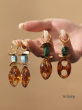 Valentine Geometric Stone Drop Earrings [AMALBJ4N]