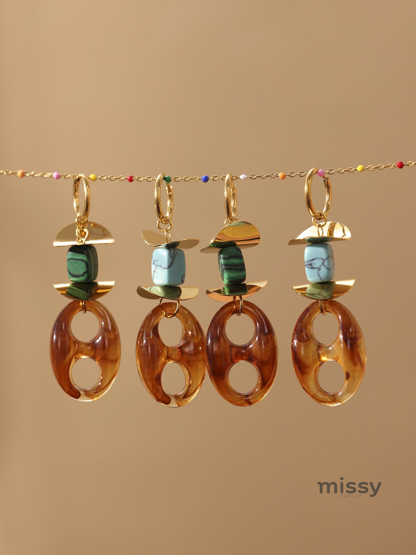 Valentine Geometric Stone Drop Earrings [DSY4CENU]