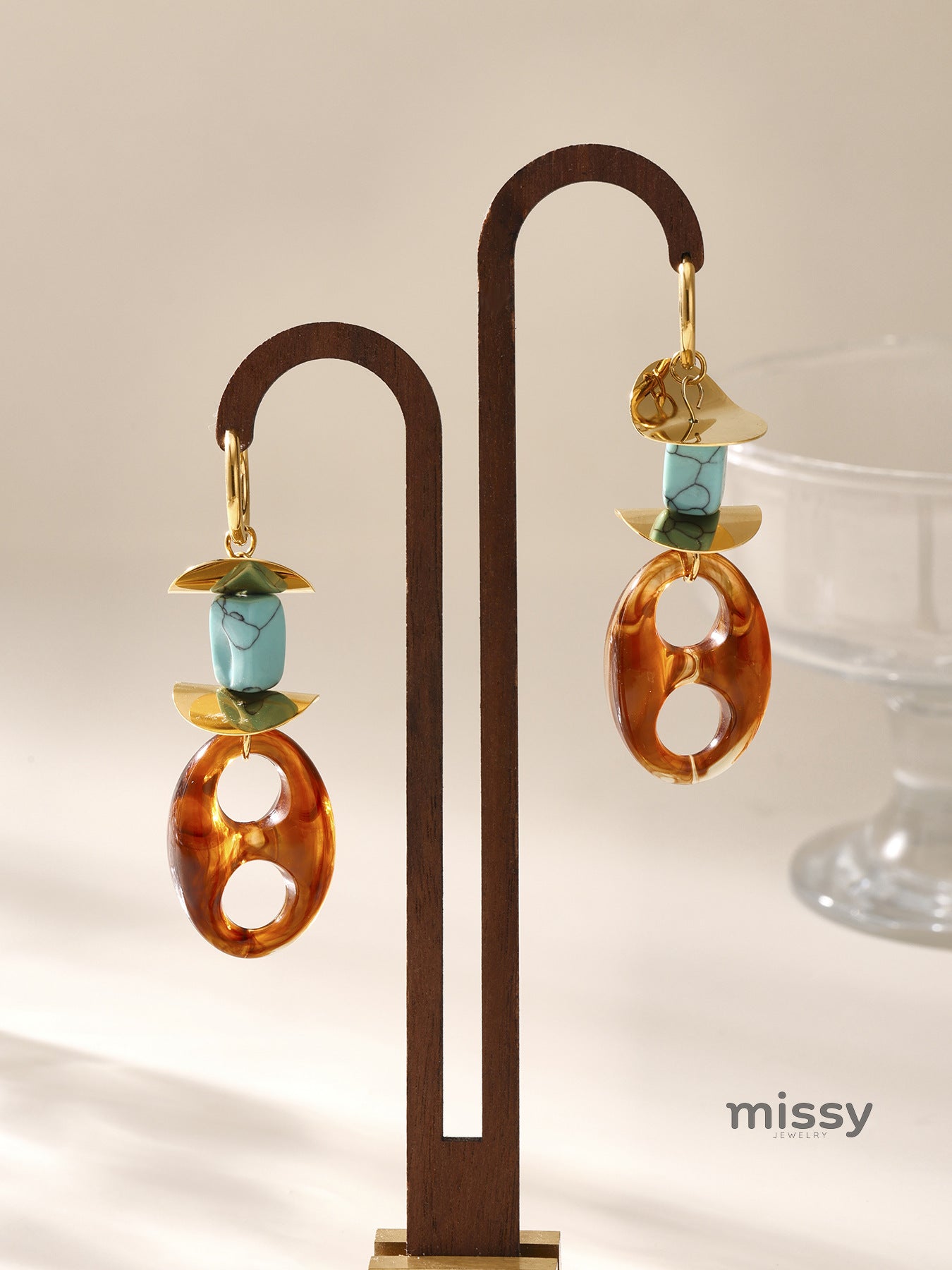 Valentine Geometric Stone Drop Earrings [GC6GKJIA]