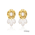 Vega Pleated Pearl Tassel Earrings [GGVM71RQ]