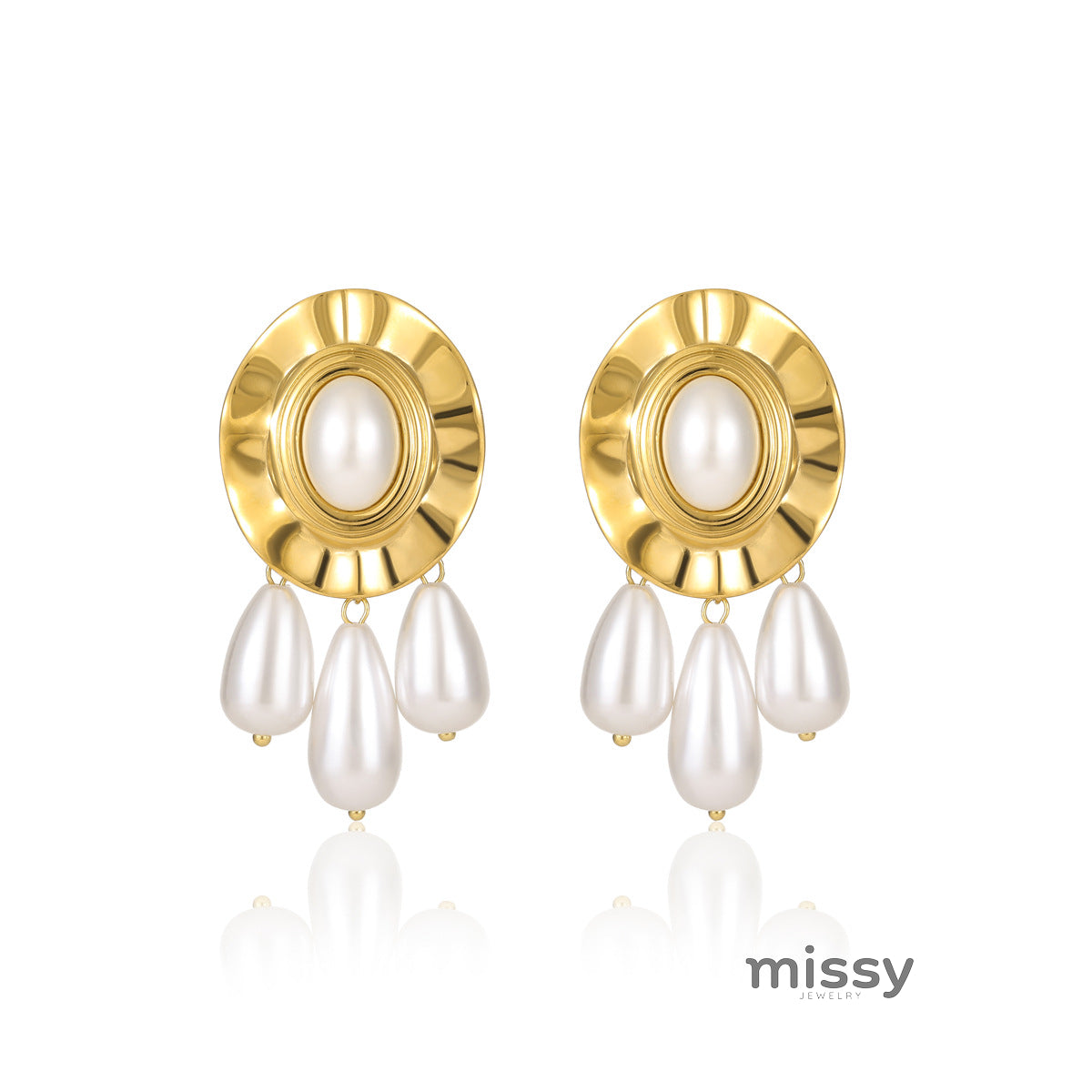 Vega Pleated Pearl Tassel Earrings [GGVM71RQ]