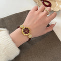 Vintage Camellia Leather Strap Watch [49JVQMJX]
