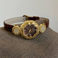Vintage Camellia Leather Strap Watch [VQJ95BQ0]