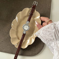 Vintage Camellia Leather Strap Watch [22DK7DMG]