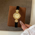 Vintage Camellia Leather Strap Watch [IN1KEHEF]