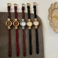 Vintage Camellia Leather Strap Watch [E63CI1AH]