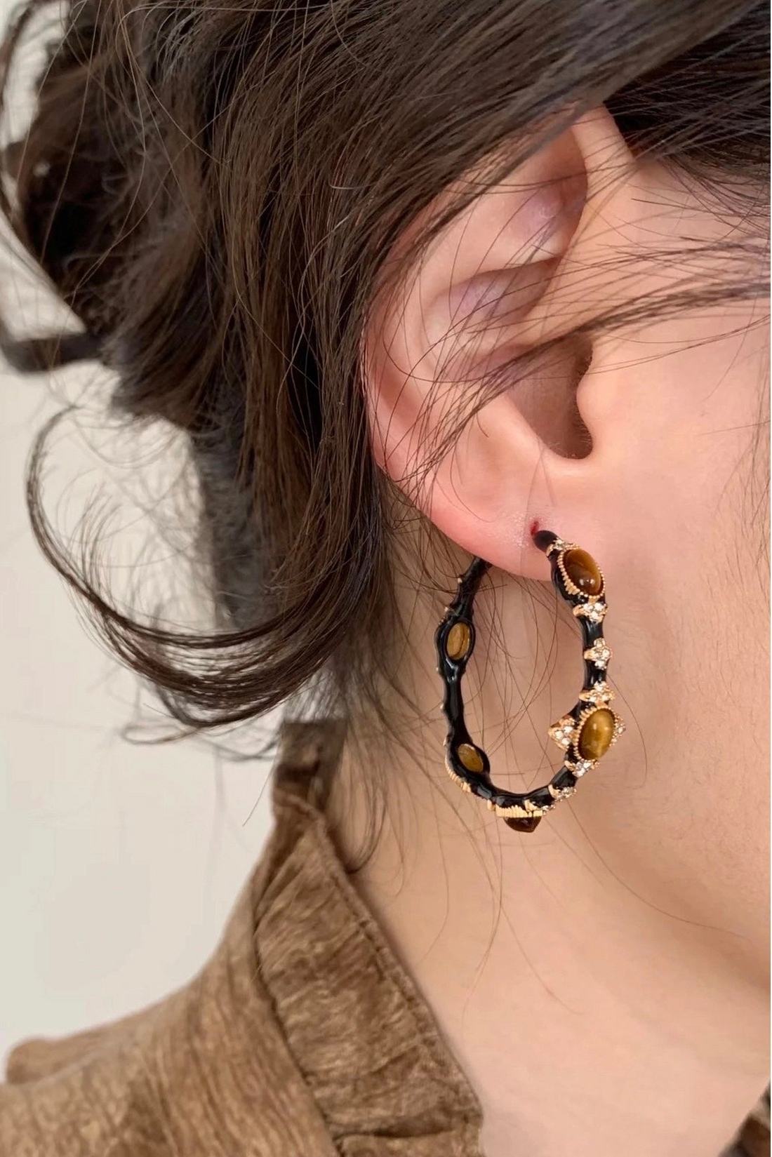 Vintage Cat's Eye Stone Earrings [F5C1O4S3]