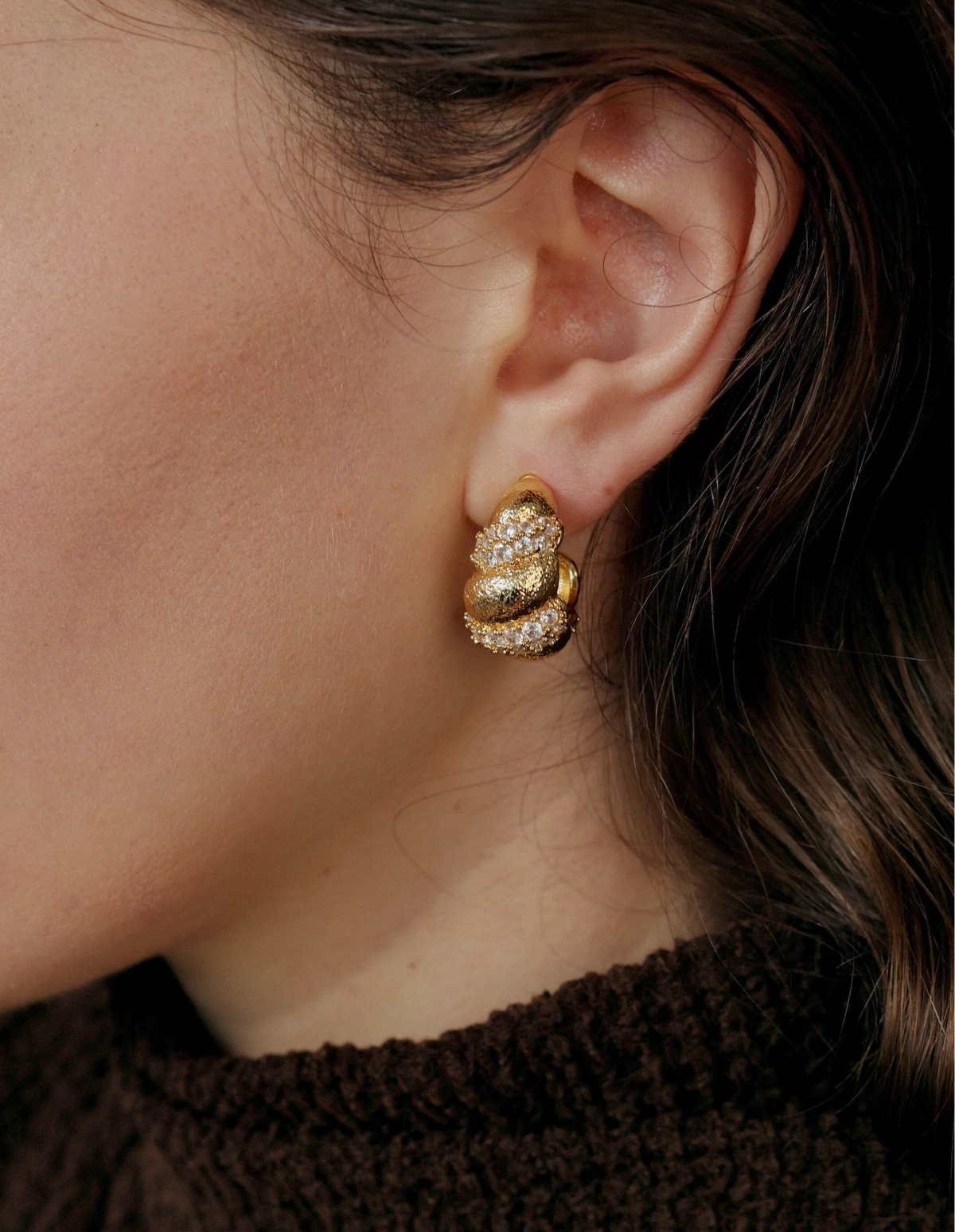 Vintage Croissant Hoop Earrings [MOCY7M2C]
