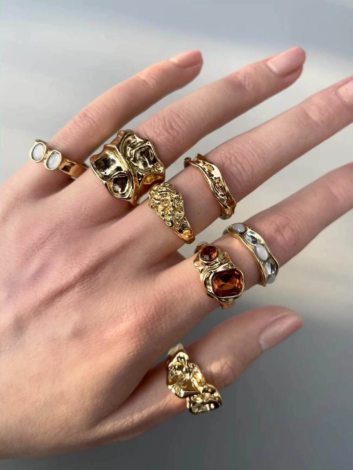 Vintage Gold Open Ring Set [1T28XDW0]