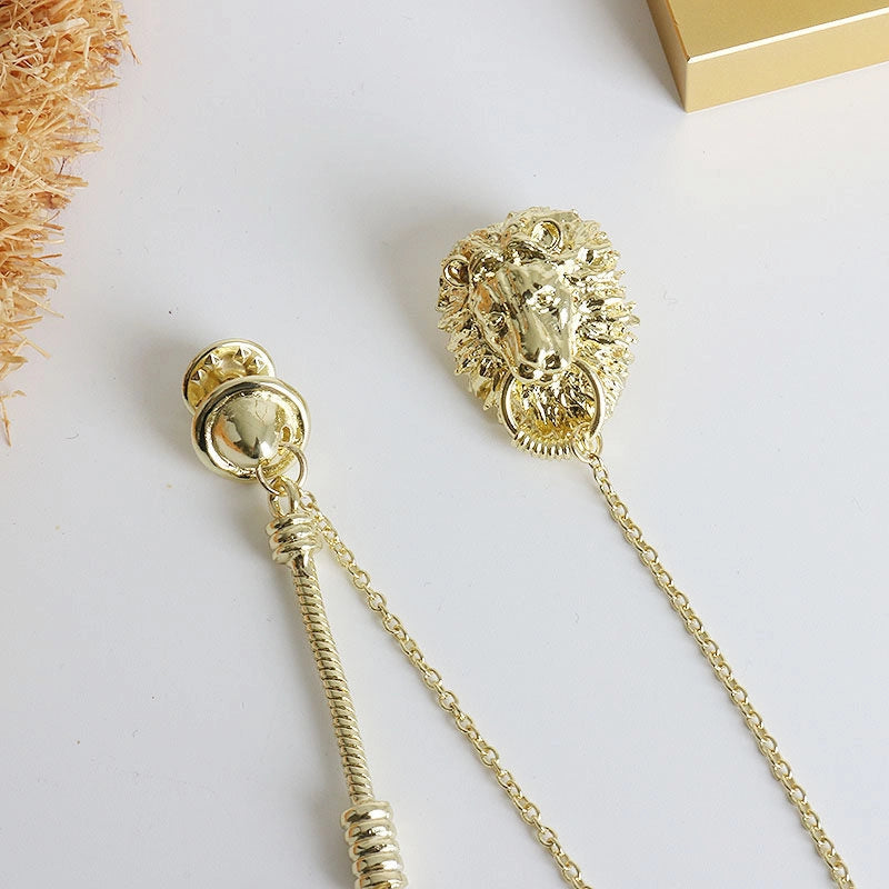 Vintage Lion Pearl Chain Brooch [6Z30I3T0]