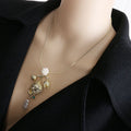 Vintage Lion Pearl Chain Brooch [74Y3C42B]
