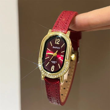 Vintage Oval Dial Leather Watch [HYBYZ7MW]