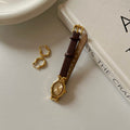 Vintage Oval Leather Strap Watch [OATG3XQX]