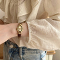Vintage Oval Leather Strap Watch [01LJIZ0E]
