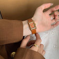 Vintage Square Dial Leather Watch [14I8YDQY]