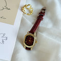 Vintage Square Dial Leather Watch [J19HOU0A]