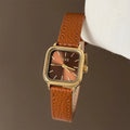 Vintage Square Dial Leather Watch [QX0YVV3L]