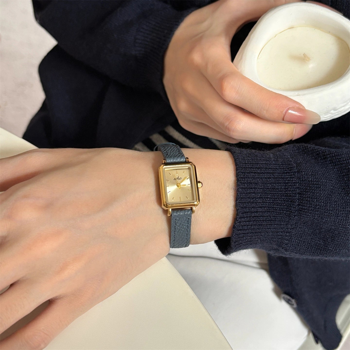 Vintage Square Leather Strap Watch [CJP30231]