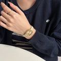Vintage Square Leather Strap Watch [8O5J15BT]